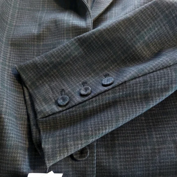 Amanda Chelsea Womens Jacket Size 2X Glencheck Grey Plaid Blazer 2 Button New - Picture 3 of 6